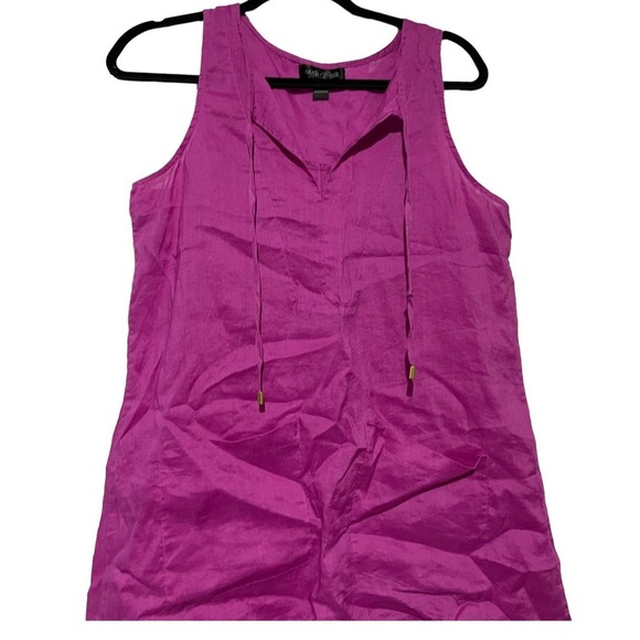 august silk Tops - August Silk Womens Linen Blend Sleeveless Tunic Top Magenta Pink Split Hem Sz S